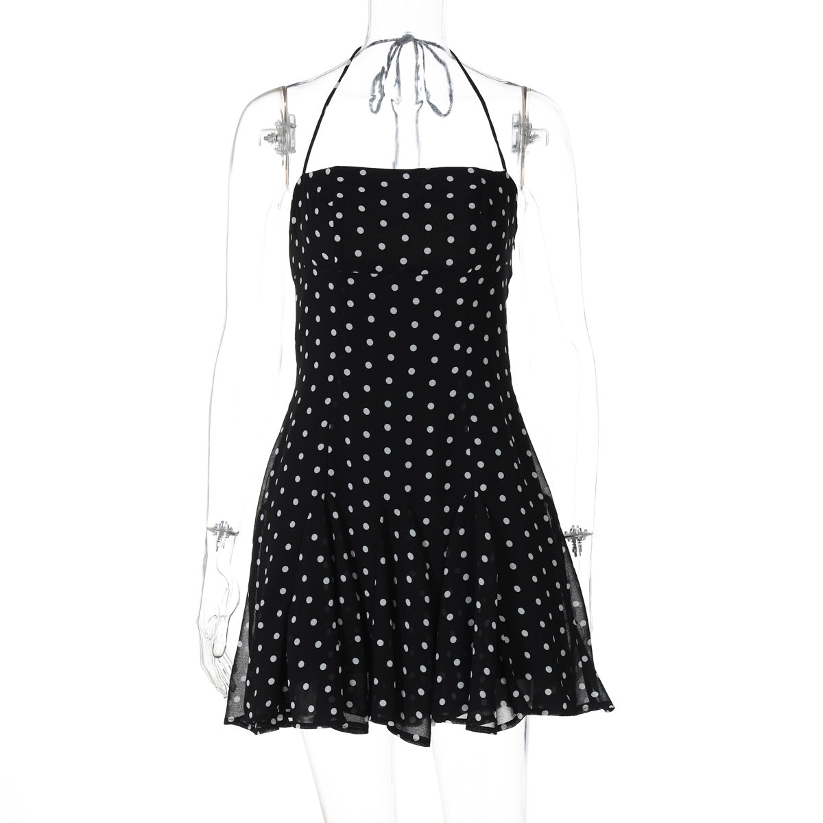 Sweet Little Short Dress With A Trendy Polka-dot Print
