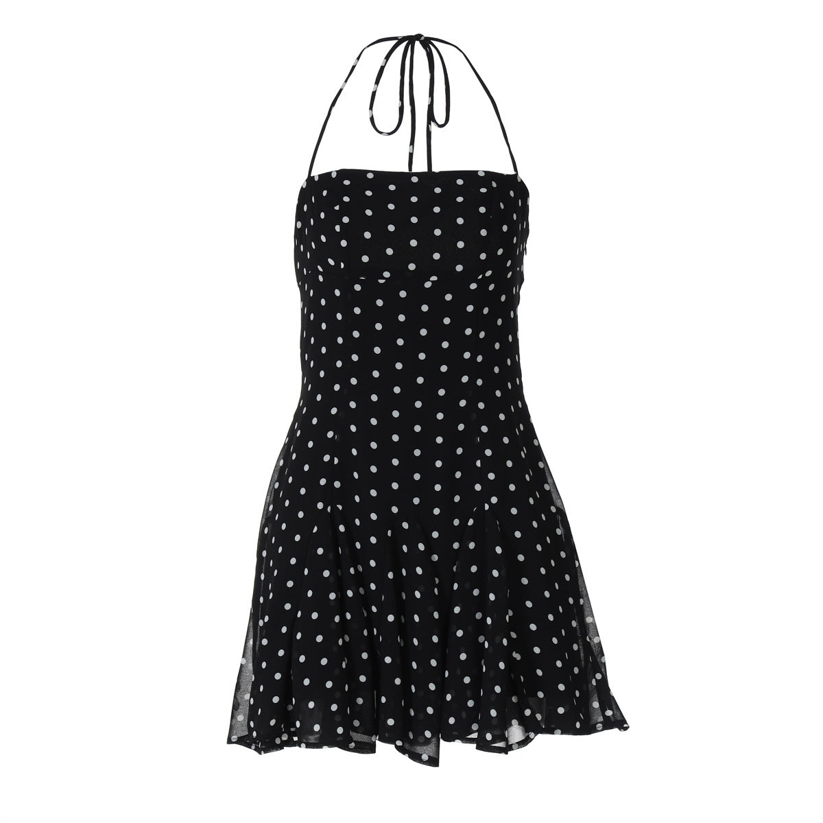 Sweet Little Short Dress With A Trendy Polka-dot Print